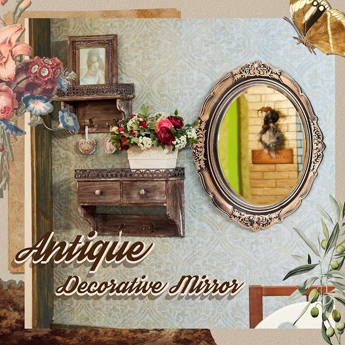 Beeveer 4 Pcs Vintage Gold Wall Mirror Set Luxury Gallery Wall Mirror Decorative Hanging Antique Decor for Living Room Entryway Wedding Bedroom Bathroom Victorian Decor (Vintage,Bronze Gold) - Image 6