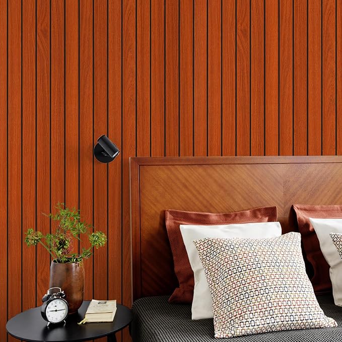 3D Brown Wood Wall Panels Acoustic Slat Wall Paneling 23.62" x 110.24" | Peel and Stick Wood Panels Self Adhesive Flexible Soundproof Wooden Slats for Bedroom Living Room Workshop Wall Decor - Image 6
