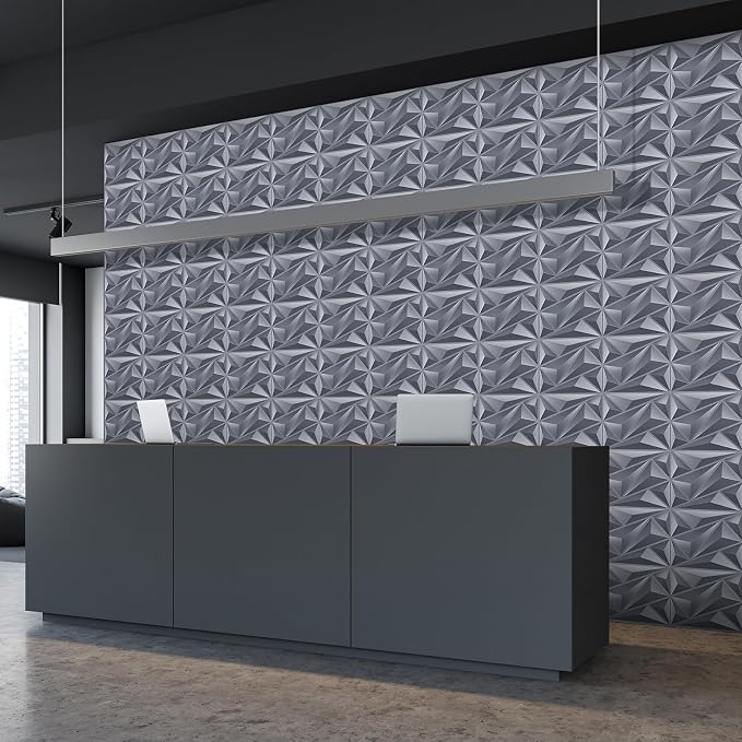 Heikki 30 Pack 3D Wall Panel for Interior Wall Décor, PVC Flower Textured Wall Panels for Living Room Bedroom Hotel Office, 11.8"x11.8", Double-Sided Tape (Gray-DJZ) - Image 6