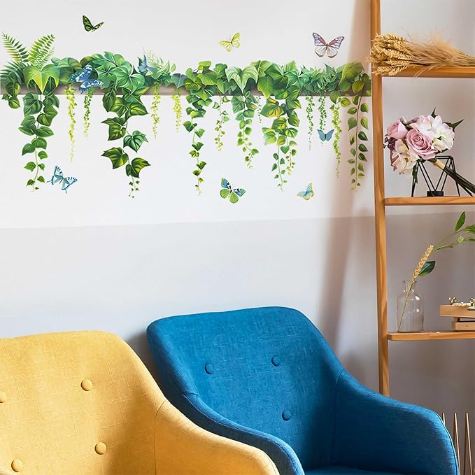 Nature Green Plants Wall Stickers, Peel and Stick Wall Decals | Vivid Vine Print, Peel and Stick Wall Decals, No Wall Scratches, Fits Walls Doors Cabinets Windows Home Decor - Image 5