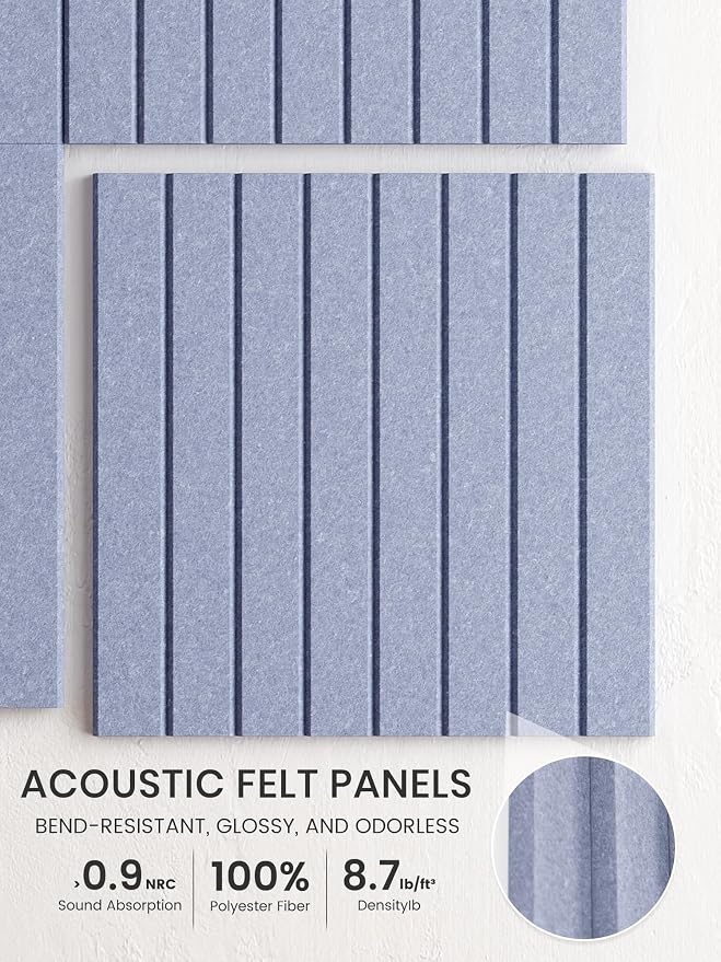 Bumusty 36"x 24" Large Felt Bulletin Board Tiles,Soft Periwinkle | 6-Pack Cork Board Alternative, Wall Decor, 30 Pushpins, 30 Adhesive Tabs, Vision Board, Office, Classroom, Home, Dorm - Image 3