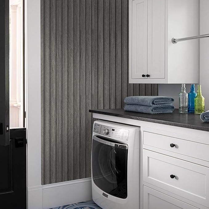 3D Wood Slat Panel for Walls Peel and Stick PVC Slat Wall Paneling | Peel and Stick Wood Panels Self Adhesive Flexible Wooden Slat Wallpaper for Bedroom Living Room Wall Decor Ceiling 23 x 110in - Image 3