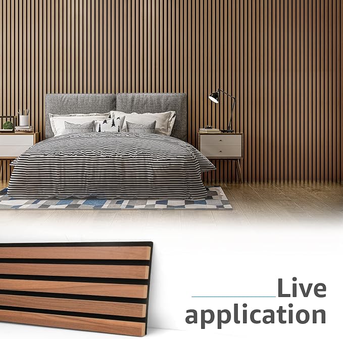 Art3d 4-Pack Soundproof Wood Slat Wall Panels, 94.5 x 7.9 Inch, Walnut | Wood Grain Finish, Effortless Setup, Sustainable, Long-Lasting, Noise Reduction, Easy Care, for Living Room, Bedroom, Office - Image 6