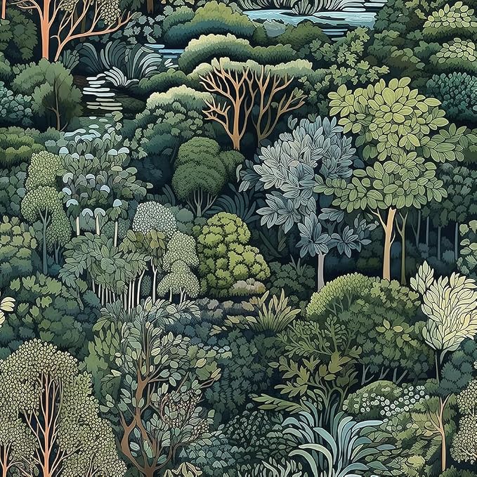 18"x236" Nature Forest Trees Rivers Peel and Stick Self Adhesive Wallpaper Removable Contact Paper Stick on Easy Peel Off Wall Paper for Kitchen Bedroom Bathroom Renter by VistaPalette