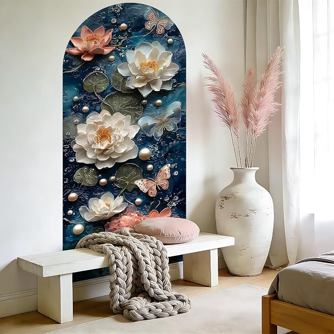 Arch Wall Decals Peel and Stick, Large Wall Stickers, Removable Home Decor Art Wallpaper for Bedroom Living Room 71'' × 31.7'' (Flower -D) - Image 8