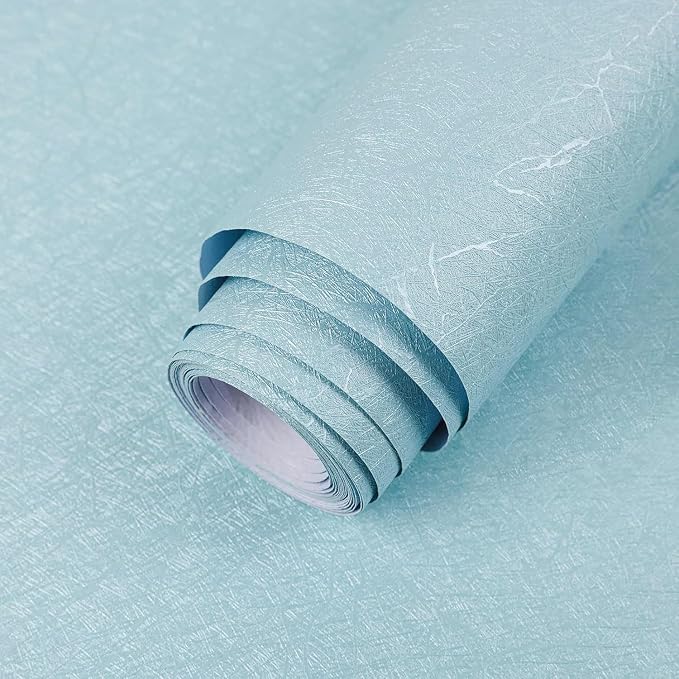 Blue Peel and Stick Self Adhesive Wallpaper Countertop Contact Paper | Removable Embossed Silk Waterproof Bathroom Wallpaper 15.7" X 393.7" Kitchen Vinyl Wrap for Cabinet Shelf Liner Paper by Abyssaly