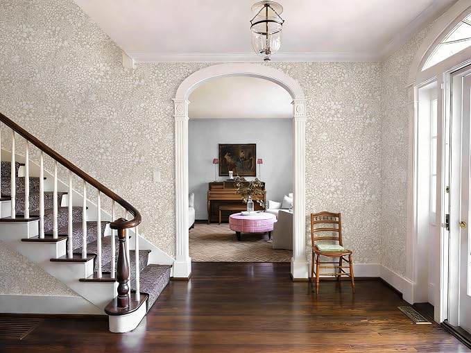Heroad Peel and Stick Wallpaper Boho Beige Contact Paper Floral Wall Paper Removable Self Adhesive Wallpaper for Cabinet Bedroom Living Room Entryway Walls Bathroom Waterproof Vinyl Roll 17.3''x78.7'' - Image 9