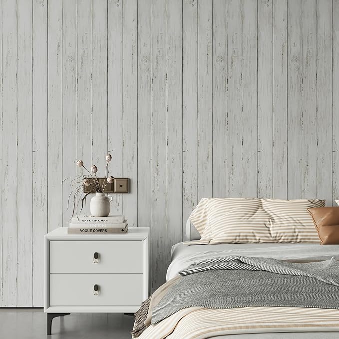 Shiplap Peel and Stick Wallpaper, Contact Paper for Classroom Home Decor | with Tools Self-Adhesive White Wood Plank Film, Farmhouse Decor for Bulletin Board Desk Cabinet & Home Renovation 17.7"x118" - Image 7