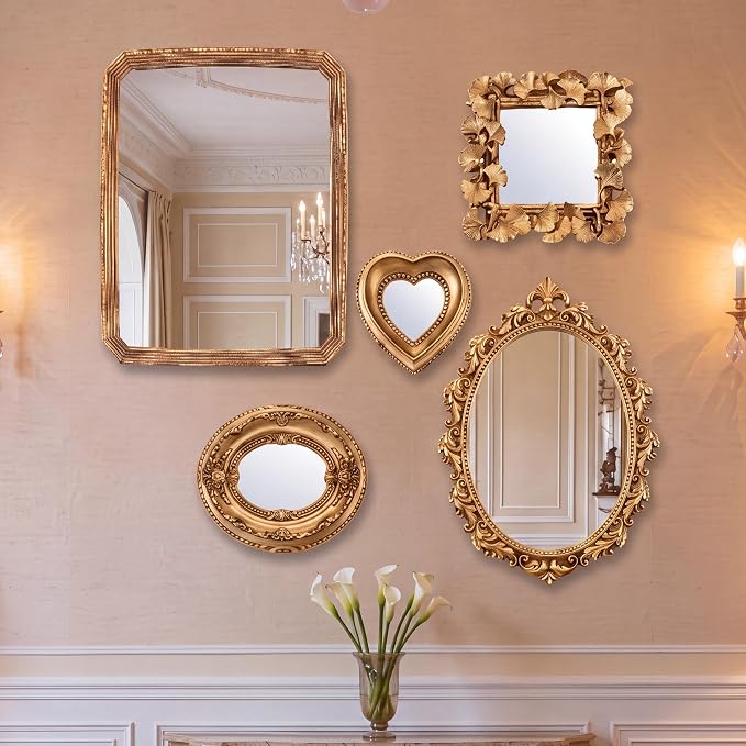 Vintage Mirror Set,11in/8in/6in/4in,Cute Style,5 Pcs by Unknown