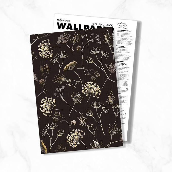 Main Street Peel and Stick Wallpaper Sheets, Queen Anne's Lace, 12-Pack | 11 x 16 in sheet size; Covers up to 14.67 sq ft; Eco-friendly paper material; No paste or additional adhesive required - Image 7