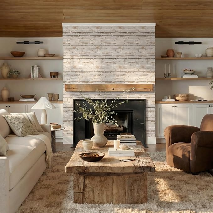 COMSTICKC 3D Faux Brick Wall Panels Peel and Stick, 10 Pcs 15.7" x 11.8 | Beige, Not Real Brick, Thin PVC 3D Fake Brick Decorative Tile Wall Covering for Easy DIY Interior Decor, Cover 12.9 sq ft - Image 7