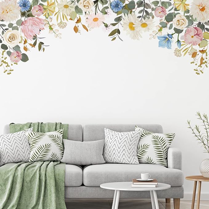 Zonon 6 Pcs Flower Wall Decals Peel and Stick Sticker, Vintage | Vinyl Removable Wall Stickers & Murals, Rose and Daisy Wall Decals, Wildflower Decor for Bedroom, Living Room, Nursery - Image 6