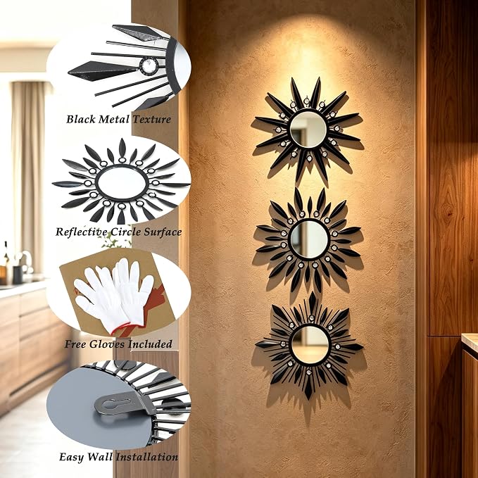 Starburst Wall Decor Mirrors As Room Accents Decorative Hanging Mirror - Image 4