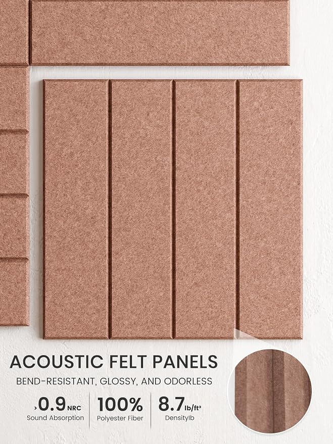 Bumusty 48"x 36" Large Felt Bulletin Board Tiles, Terracotta | 12-Pack Cork Board Alternative, Wall Decor, 30 Pushpins, 60 Adhesive Tabs, Vision Board, Office, Classroom, Home, Dorm - Image 3