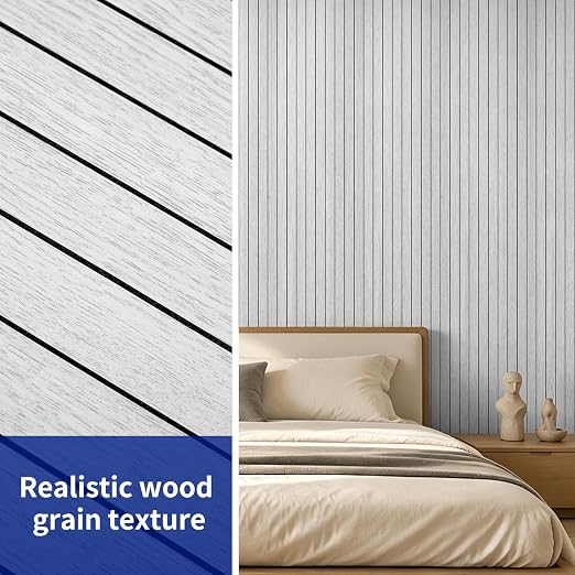 Art3dwallpanels 6-Pack Peel and Stick Wood Panels for Wall PVC, Light Gray | 48"x15.75", Self-Adhesive Slat Wall Panels, PVC Thick, 3D Wood Grain Wallpaper, for Walls and Ceilings, Packed in Long Boxes - Image 6