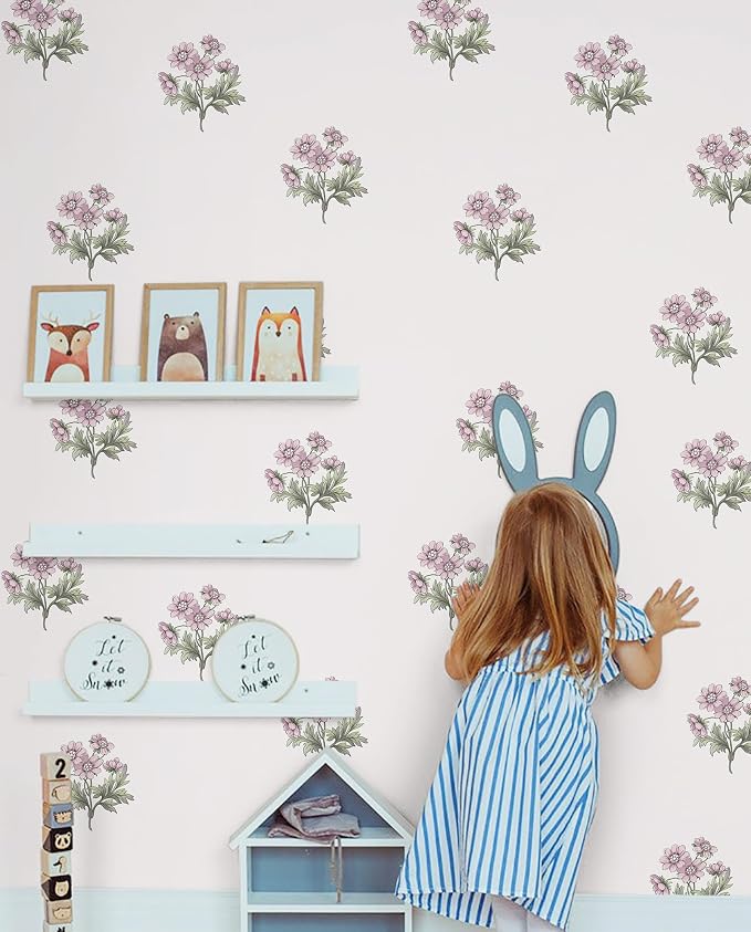Toduso Peel and Stick Wallpaper Pink Floral Wall Paper Vintage Contact Paper for Girls Bedroom Flower Self-Adhesive Waterproof Wallpaper for Bathroom Farmhouse Cabinets 17.3" x 78.7" - Image 5