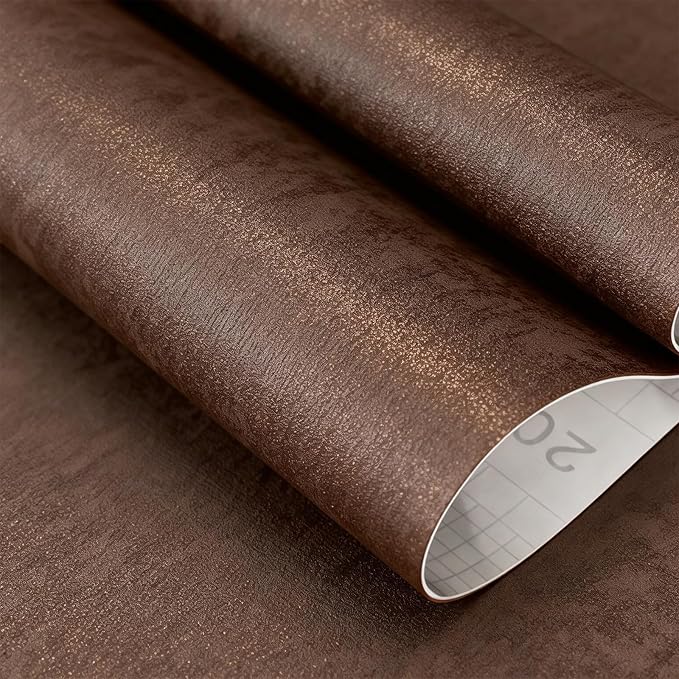Bumoo Coffee Limewash Peel and Stick Wallpaper 32'' x 354'' Brown Concrete Contact Paper Self Adhesive Thick Cholocate Texture Waterproof Vinyl Leather Matte Wall Mural for Living Room Basement Gym - Image 5