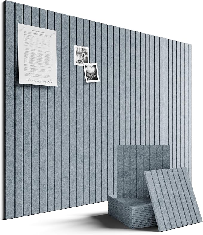 Fluxynara 48" x 36" Large Felt Bulletin Board, Blue Gray | 12 Pack Cork Board Alternative with 60 Safe Adhesive Tabs, Pin Boards for Wall Decor, Home, Office, Classroom,Dorm by FLUXYNARA