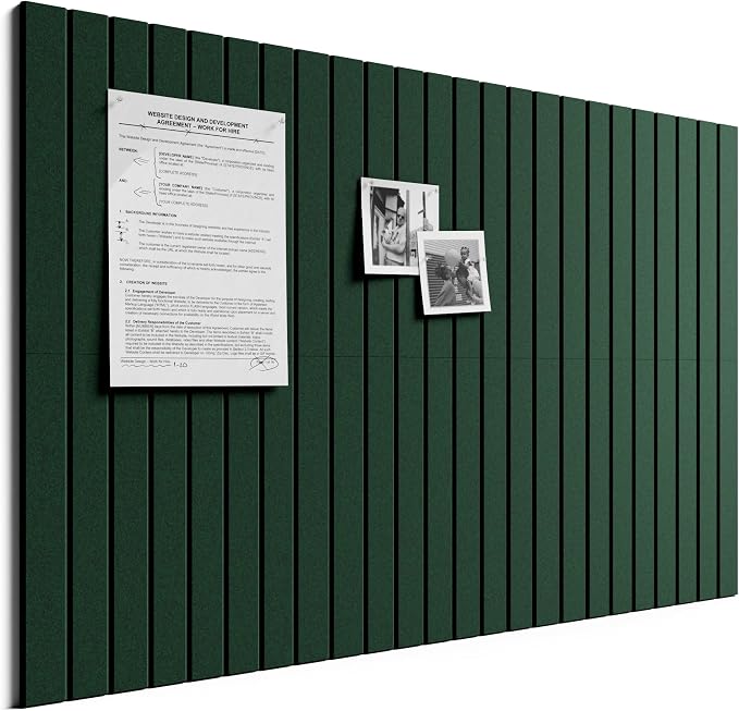 Bumusty 36"x 24" Large Felt Bulletin Board Tiles,Pine Green | 6-Pack Cork Board Alternative, Wall Decor, 30 Pushpins, 30 Adhesive Tabs, Vision Board, Office, Classroom, Home, Dorm by BUMUSTY