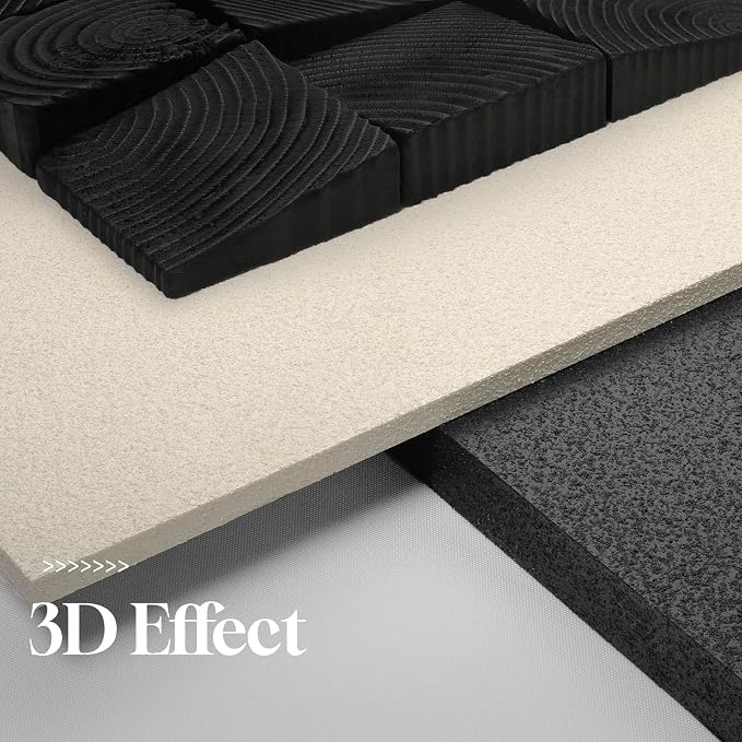 Large Wood Abstract Wall Art for Living Room, Modern 3D Artwork for Walls | Black and white textured paintings, Big woodern layered sculpture, Bedroom dining room office wall decor aesthetic - Image 3