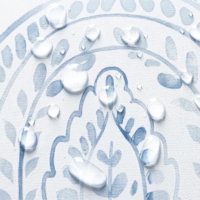 Peel and Stick Wallpaper Modern Wall Paper Boho Contact Paper Removable Wallpaper Peel and Stick Blue and White Self-Adhesive for Bathroom Bedroom Kitchen Wall Decor 17.3" x 118" - Image 8