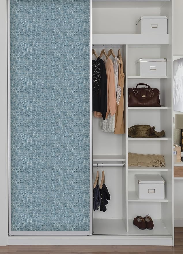 NuWallpaper NU2918 Navy Poplin Texture Peel & Stick Wallpaper, Blue - Image 7