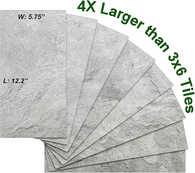 AULIGET 20-Piece Dark Slate Peel and Stick Backsplash Wall Tiles, 6" x 12" PVC Faux Stone Stick on Tiles for Backsplash Kitchen, Bathroom, Laundry Room, Camper, Fireplace - Image 3
