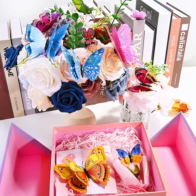 SAOROPEB 3D Butterfly Wall Decor, 72 Pcs Colorful Butterfly Decorations | Double Layer for Party Decorations Locker Decor Refrigerator Decal, Reusable - Image 5
