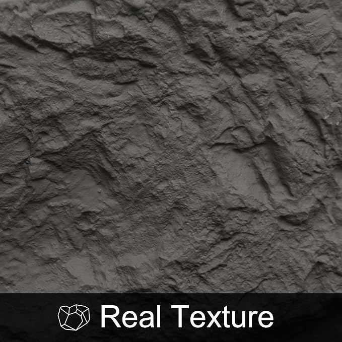 KASARO 3D Faux Stone PU Wall Panels, 4 Pack Cement Texture Black | Thicker PU wainscoting panels with realistic stone texture for accent walls, home & office decor, easy install, 43.3" x 23.6" - Image 6