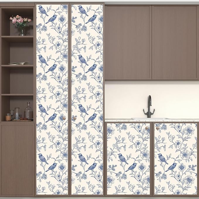 Laatse Floral Bird Vintage Wallpaper Peel and Stick 17.5" x 118",Beige - Image 5