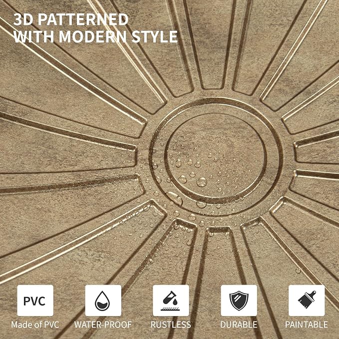 Art3dwallpanels Ceiling Tiles, 24 x 24 Inch, Antique Gold, 12 Pack | 3D Recessed Circle PVC Ceiling Panels, Fireproof Waterproof Light Tiles, 12 Pack 24"×24" Drop In Ceiling Decoration - Image 7