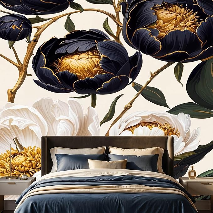 MFWFM Floral Peel and Stick Wallpaper Large Peony Botanical Wall Murals | 137"x96", for Bedroom Living Room Bathroom, Self Adhesive Canvas - Image 2