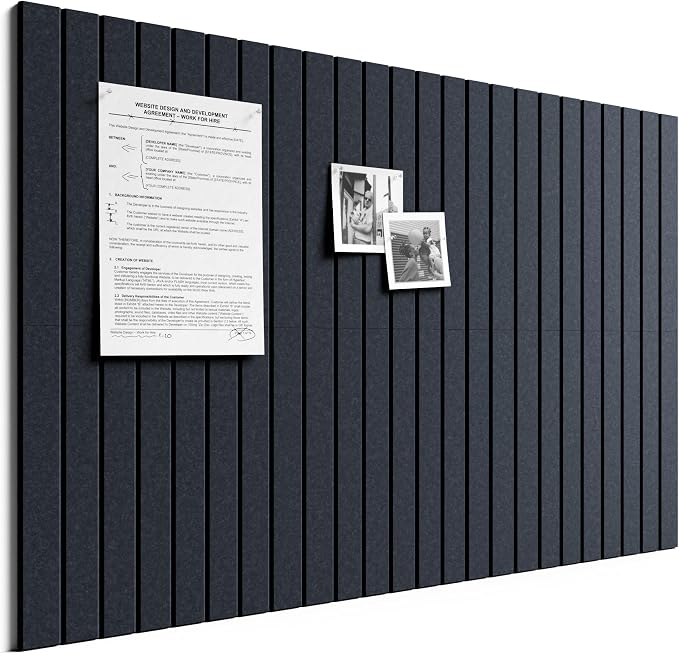 Bumusty 36"x 24" Large Felt Bulletin Board Tiles,Deep Charcoal Blue | 6-Pack Cork Board Alternative, Wall Decor, 30 Pushpins, 30 Adhesive Tabs, Vision Board, Office, Classroom, Home, Dorm by BUMUSTY