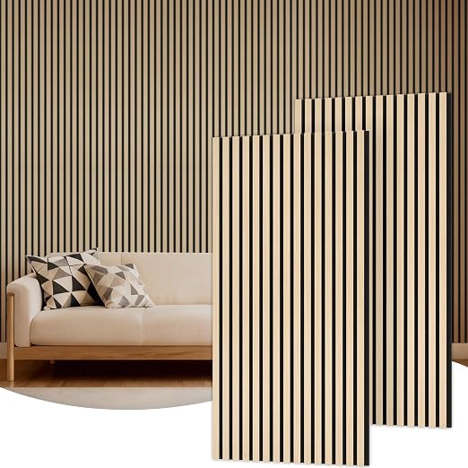 TONOR Wood Wall Panels for Interior Wall Decor-2 Pack 47.2" x 23.6" | Wood Slat Acoustic Panels for-15.5ft² Noise Cancelling and Wall Décor Living Room, Bedroom, Home Decor, Office, Oak by TONOR