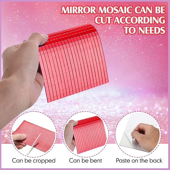 7200 Pieces Red Disco Mirror Tile Self-Adhesive Mirrors Mosaic Tile - Image 4