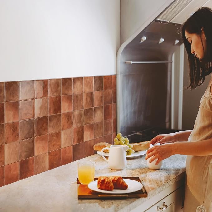 Smart Tiles Peel and stick backsplash, Zellige Terracotta Red, 9"x9" - Image 2