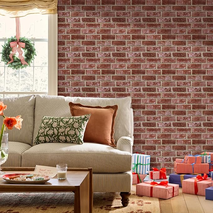 COMSTICKC 3D Faux Brick Wall Panels Peel and Stick, 10 Pcs 11.8" x 11.8" | Red, Not Real Brick, Small Size, Ultra-Light Thin PVC Sticker, Fake Brick Decorative Tiles for DIY Decor, Cover 9.7 sq ft - Image 6