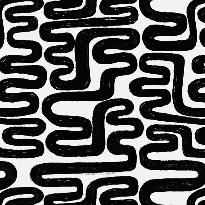 Peel and Stick Wallpaper Black and White Wall Paper Modern Geometric Self-Adhesive Removable Contact Paper Thicken Waterproof Easy to Clean Decorative for Bedroom Bathroom Film 17.3in x 78.7in by Micpolo