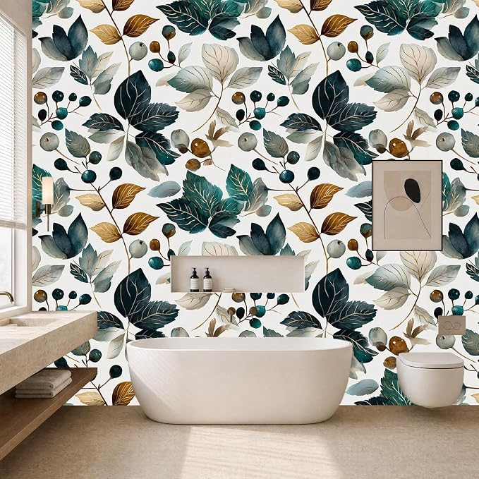 Green Leaves Removable Self-Adhesive Wallpaper for Bedroom & Living Room Decor 17.7×236 Inch,Waterproof Wall Covering for Accent Walls, Apartment, Nursery - Image 6