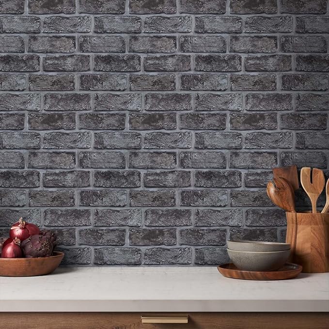 Commomy 3D Faux Brick Wall Panels - 10 pcs 11.8" x 11.8" | Small Size Thin PVC Brick Wallpaper Tiles Backsplash for Kitchen,Bedroom,Living Room,Quick DIY Wall Decor(Covers 9.7 sq.ft) - Image 9