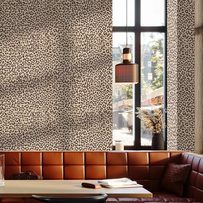 Arthome Leopard Print Peel and Stick Wallpaper 17" x 240" | Removable Cheetah Contact Paper, Covers 28.3 sq ft. Great for High Ceilings, Stair Risers or Seamless Tall Wall Makeovers - Image 3