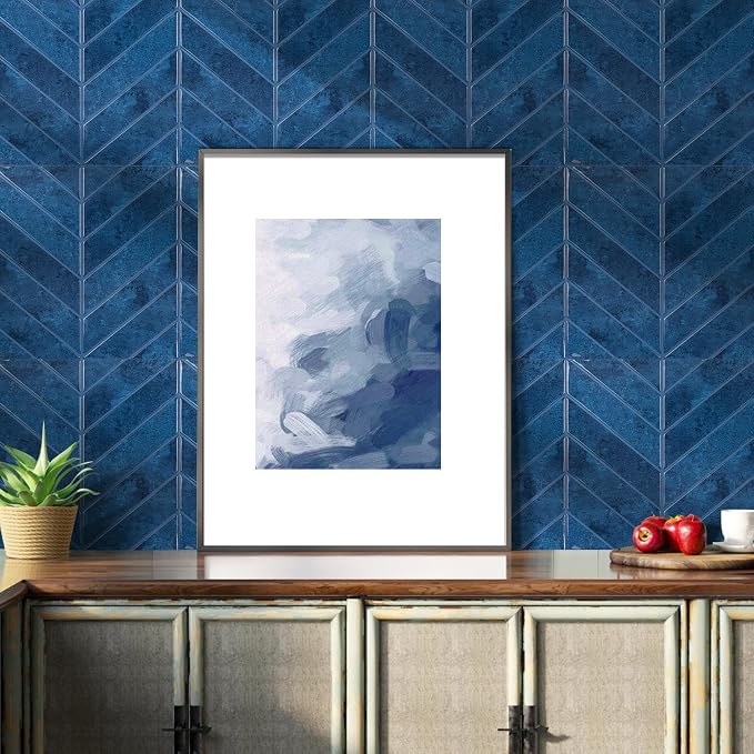 Select 5 Pack Peel and Stick Backsplash Chevron Tiles, 12x12 in, Blue | Extra Thick 3D Wall Panels, Heat & Water Resistant, Easy DIY Kitchen, Bathroom, Laundry, Fireplace & Rental Home Wall Décor - Image 6