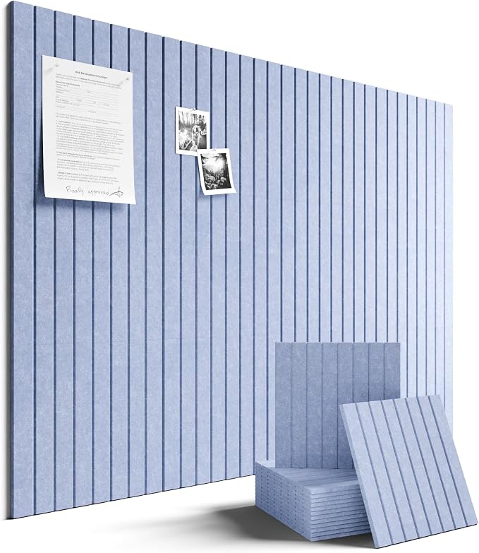 Fluxynara 48" x 36" Large Felt Bulletin Board, Soft Periwinkle | 12 Pack Cork Board Alternative with 60 Safe Adhesive Tabs, Pin Boards for Wall Decor, Home, Office, Classroom,Dorm by FLUXYNARA