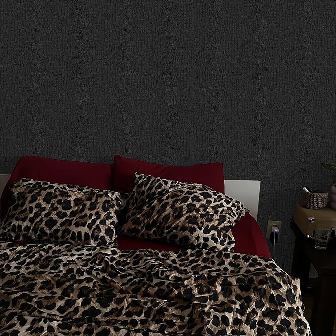 Fititem Black Peel and Stick Wallpaper Crocodile Texture Modern 472”×17.3” | Black Wallpaper for Bedroom Bathroom Waterproof Removable Self Adhesive Wallpaper 3D Embossed Faux Leather Contact Paper Dark - Image 4
