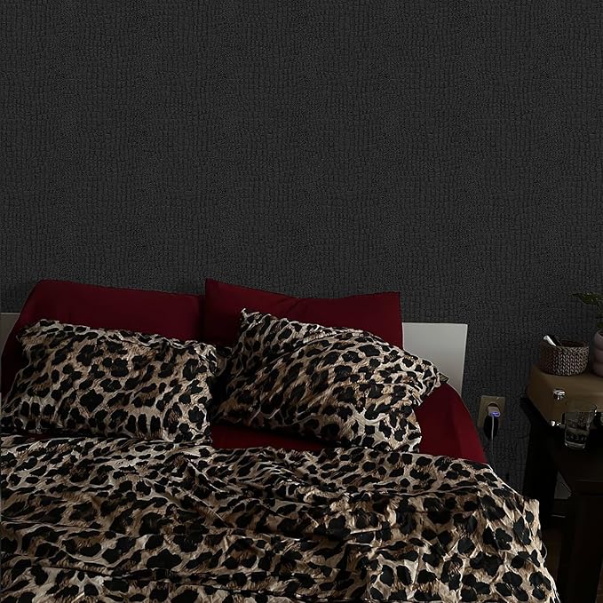 Fititem Black Peel and Stick Wallpaper Crocodile Texture Modern 787”×17.3” | Black Wallpaper for Bedroom Bathroom Waterproof Removable Self Adhesive Wallpaper 3D Embossed Faux Leather Contact Paper Dark - Image 4