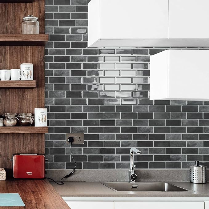 Art3d 10-Pack Marble Peel and Stick Backsplash, 12 x 12 in, Smoky Black | Strong Adhesion, Lightweight, Cuttable, Waterproof, Fadeless, Crack Resistant, for Kitchen, Bedroom, Ideal for Recently Moved - Image 3