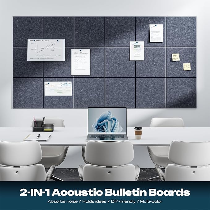 Sonicism 12 Pack Acoustic Wall Panels with Self-Adhesive, 12" X 12" X 0.4" Sound Proof Foam Panels, Decorative Soundproof Wall Panels, Sound Proof Absorbing Tiles for Home & Offices, Moonlight Gray - Image 3