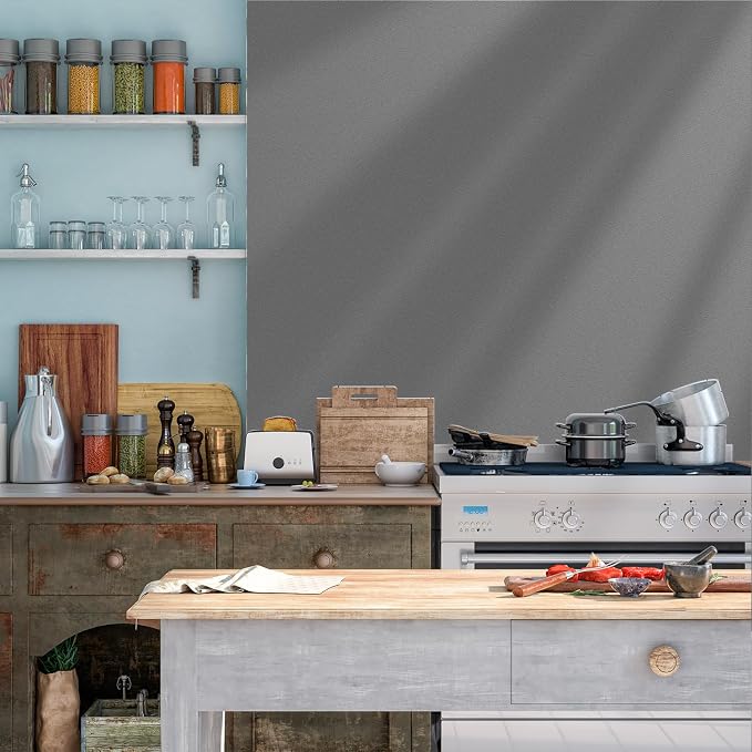 Yancorp 16"x120" Matte Dark Gray Contact Papaer Peel and Stick Wallpaper Vinyl Wrap Countertop Wallpapers Waterproof for Cabinets Drawers Bedroom Kitchen Self-Adhesive Wallpaper - Image 4