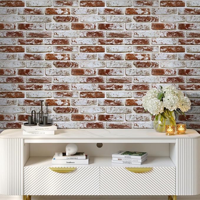 Commomy Faux Brick 3D Wall Panels Peel and Stick 12 pcs of 22.8" x 11.8" | Thin & UrltraLight PVC Printable Red Brick Wall Panels for Bedroom,Living Room,TV Background (Covers 22.48 sq.ft) - Image 7