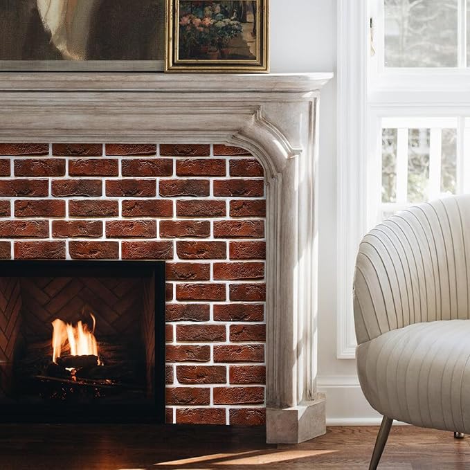 Commomy Faux Brick Wall Panels Peel and Stick Thin PVC 10 Pcs 11.8" x 11.8" | Small Size Thin PVC Quick Wall Covering Home Decor for Kitchen,Fireplace,Home Office (Covers 9.7 sq.ft) - Image 8